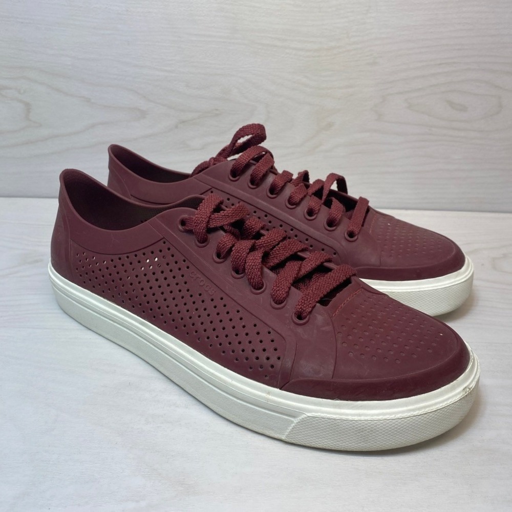 Crocs Womens 11 Sneakers CitiLane Roka Court Burgundy Wine Comfort Lace Up Shoes